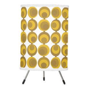 Mid-Century Modern Mustard Gold Retro Geo Pattern Tripod Lamp