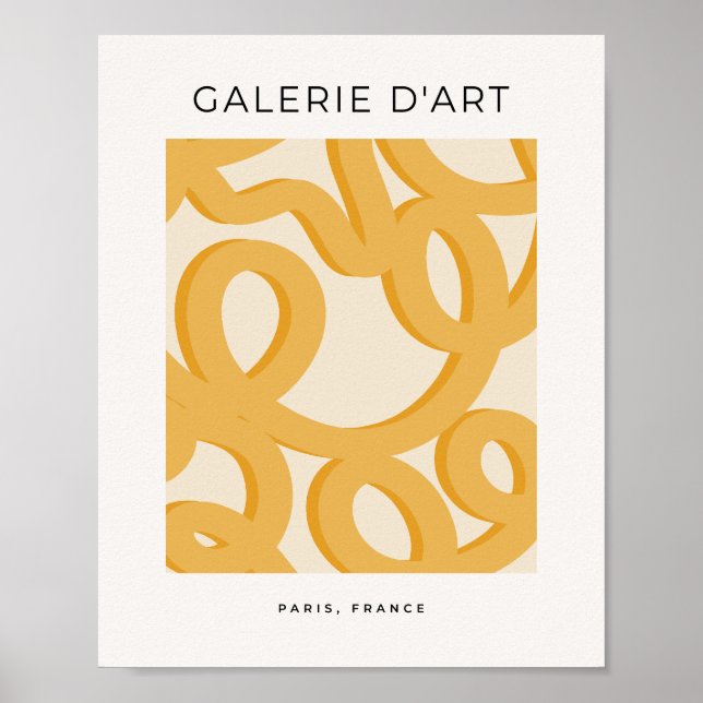 Mid Century Modern Mustard Yellow Brush Strokes Poster (Front)
