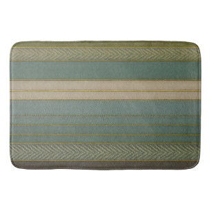 Mid Century Modern Muted Stripes Print Bath Mat