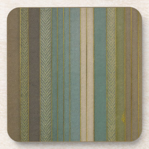 Mid Century Modern Muted Stripes Print Beverage Coaster