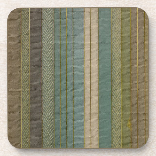 Mid Century Modern Muted Stripes Print Beverage Coaster (Front)