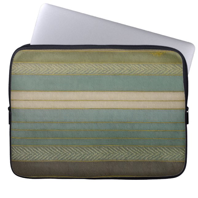 Mid Century Modern Muted Stripes Print Laptop Sleeve (Front)