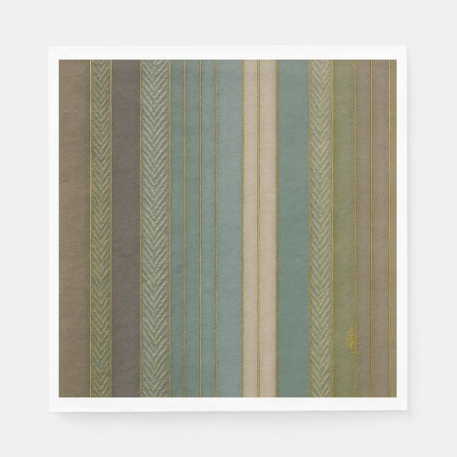 Mid Century Modern Muted Stripes Print Napkins (Front)