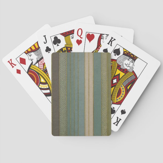 Mid Century Modern Muted Stripes Print Poker Cards (Back)