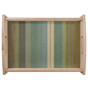 Mid Century Modern Muted Stripes Print Serving Tray