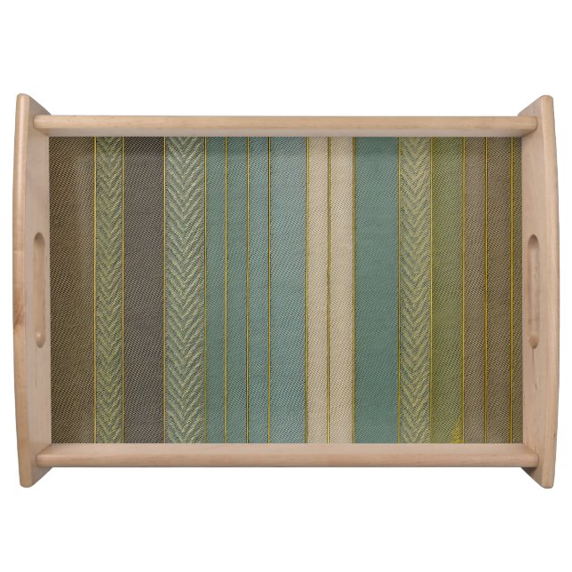 Mid Century Modern Muted Stripes Print Serving Tray (Front)