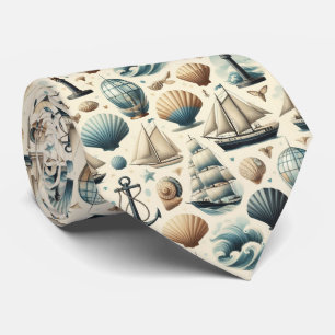 Mid Century Modern Nautical Themed Neck Tie