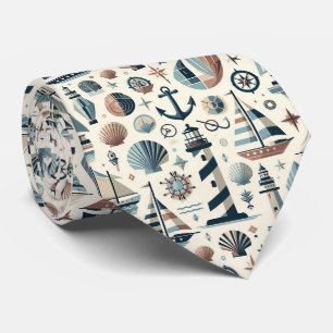Mid Century Modern Nautical Themed Neck Tie