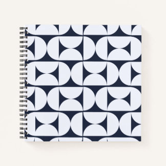 Mid-Century Modern Navy Geometric Spiral Notebook