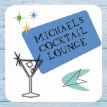 Mid Century Modern Neon Cocktail Lounge Name  Beverage Coaster<br><div class="desc">This design may be personalized by choosing the Edit Design option. You may also transfer onto other items. Contact me at colorflowcreations@gmail.com or use the chat option at the top of the page if you wish to have this design on another product or need assistance. See more of my designs...</div>