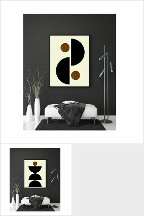 Mid Century Modern Neutral Geometric Black Beige P