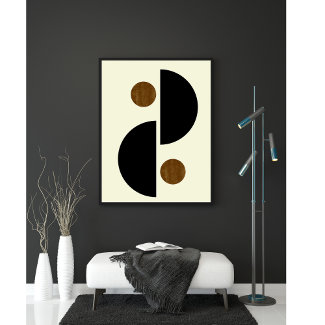 Mid Century Modern Neutral Geometric Black Beige
