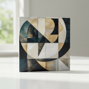 Mid-Century Modern Neutral Gold Circle Geometric Ceramic Tile