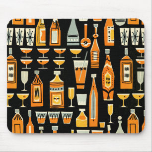 Mid-Century Modern Night Life Pattern Mouse Pad