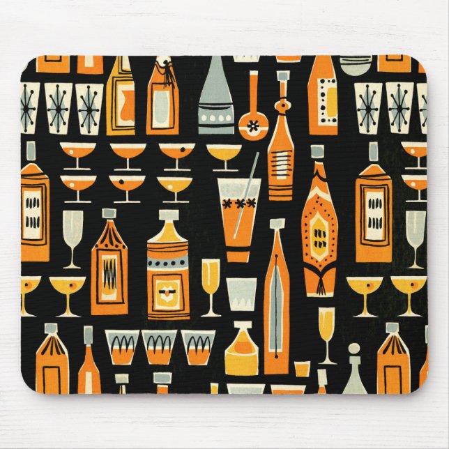 Mid-Century Modern Night Life Pattern Mouse Pad (Front)