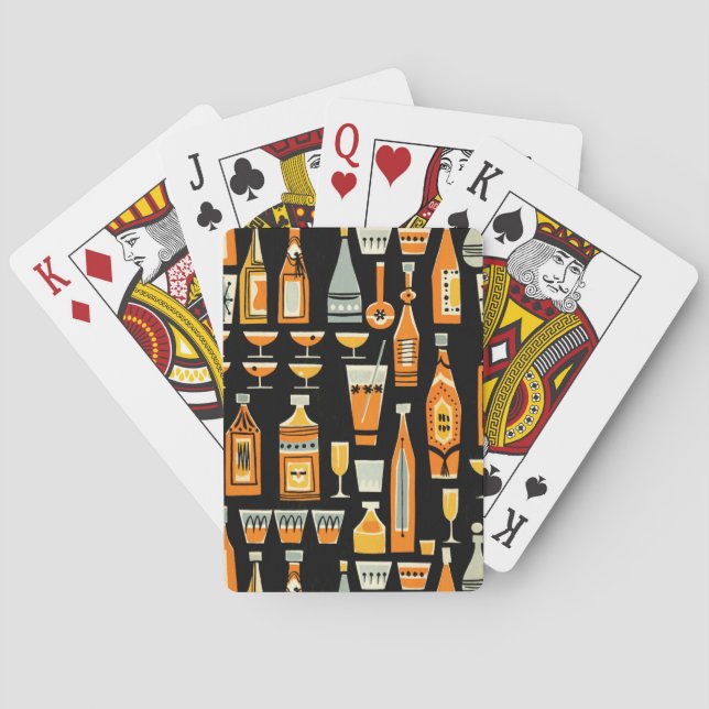 Mid-Century Modern Night Life Pattern Poker Cards (Back)