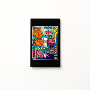 'Mid-Century Modern Ocean Aquatic' painting on a Light Switch Cover