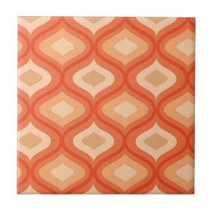 Mid Century Modern Ogee Orange and Beige    Ceramic Tile