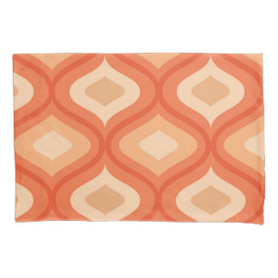 Mid century modern ogee orange and beige    pillow case