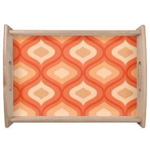 Mid century modern ogee orange and beige serving tray