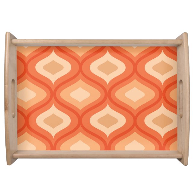 Mid century modern ogee orange and beige    serving tray (Front)