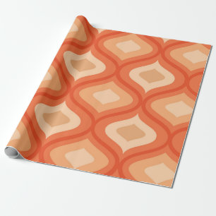 Mid century modern ogee orange and beige wrapping paper