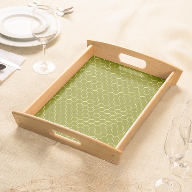 Mid-Century Modern Olive Green Serving Tray (Front)