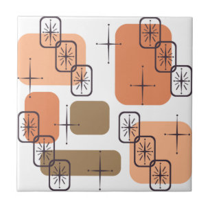 Mid Century Modern Orange Brown Ceramic Tile