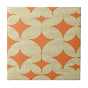 Mid Century Modern Orange Diamond Ceramic Tile