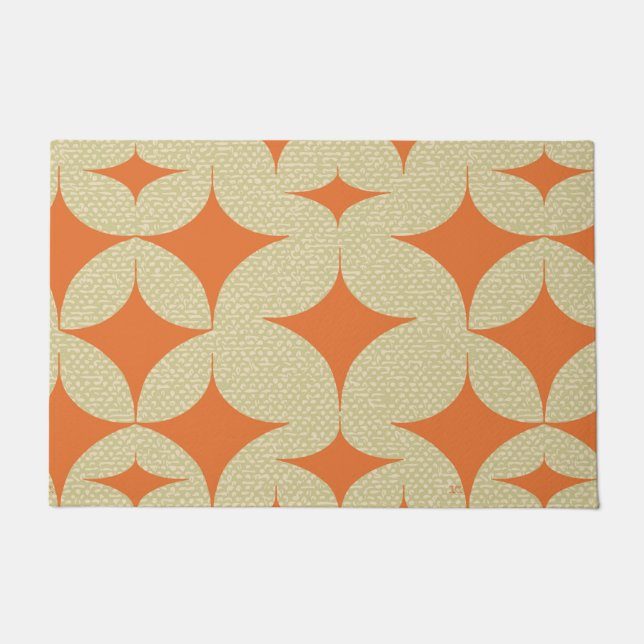 Mid Century Modern Orange Diamond Doormat (Front)