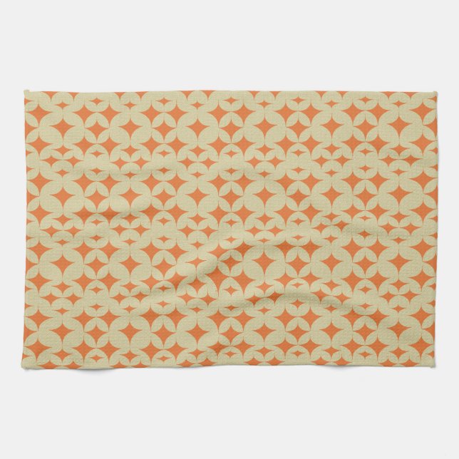 Mid Century Modern Orange Diamond  Kitchen Towel (Horizontal)