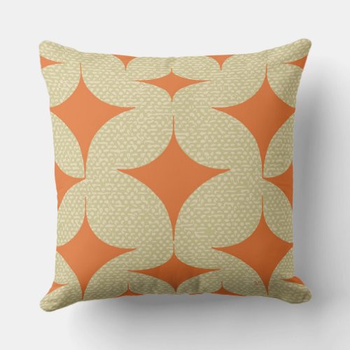 Mid Century Modern Orange Diamond Throw Pillow