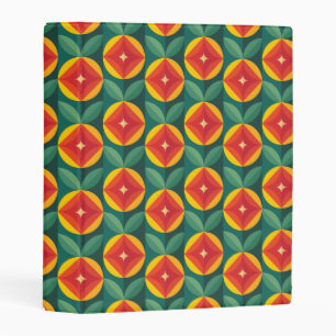 Mid Century Modern Orange Floral Pattern Mini Binder
