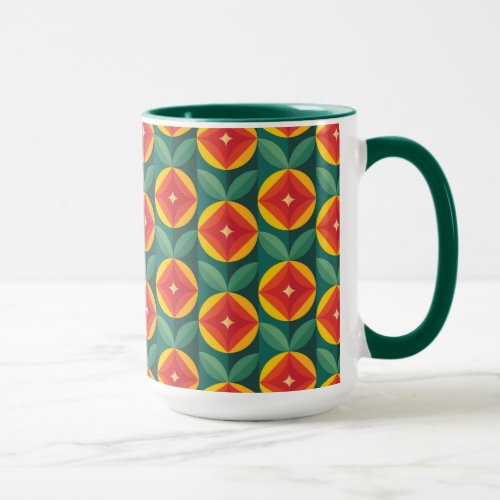 Mid Century Modern Orange Floral Pattern Mug