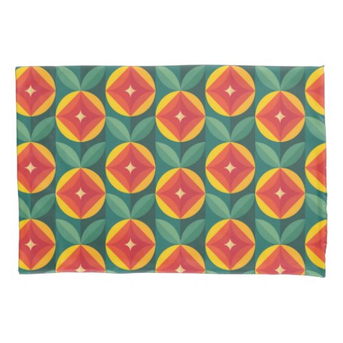 Mid Century Modern Orange Floral Pattern Pillow Case