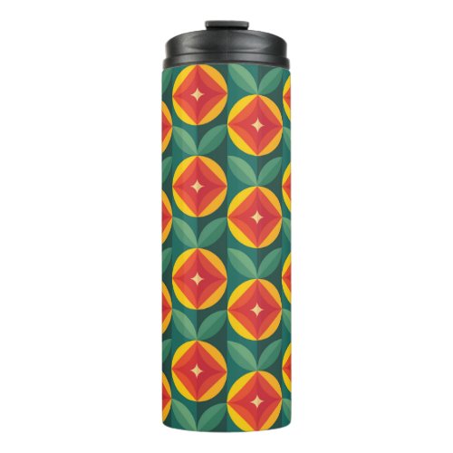 Mid Century Modern Orange Floral Pattern Thermal Tumbler