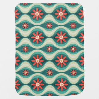 Mid-Century Modern: Orange Flowers Abstract Baby Blanket
