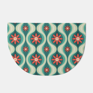 Mid-Century Modern: Orange Flowers Abstract Doormat