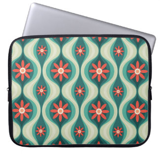 Mid-Century Modern: Orange Flowers Abstract Laptop Sleeve