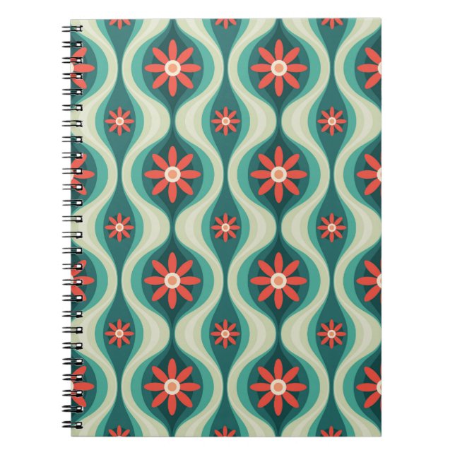 Mid-Century Modern: Orange Flowers Abstract Notebook (Front)