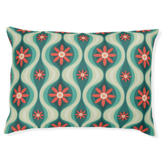 Mid-Century Modern: Orange Flowers Abstract Pet Bed