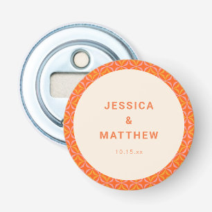 Mid Century Modern Orange Geometric Custom Wedding Bottle Opener