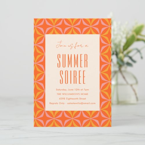 Mid Century Modern Orange Geometric Summer Soiree Invitation