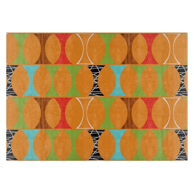 Mid Century Modern Orange Glass Cutting Board (Front)