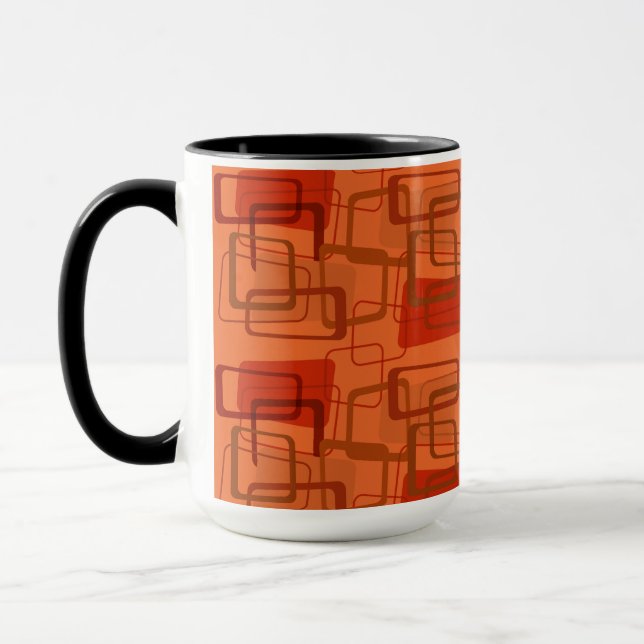 Mid Century Modern Orange Graphic Rectangles Mug (Left)