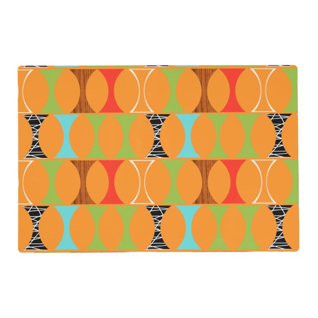Mid Century Modern Orange Laminated Placemat (Front)