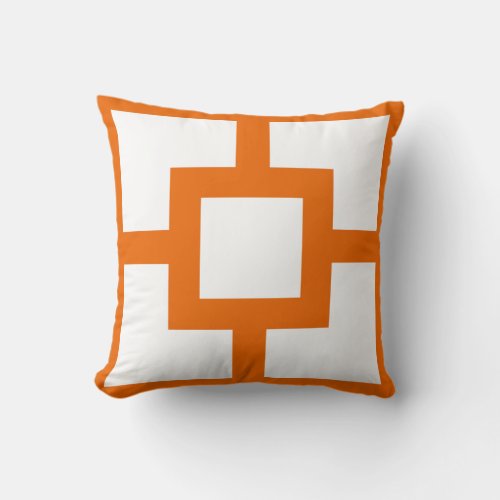 Mid Century Modern Orange Minimalist Geometric  Throw Pillow