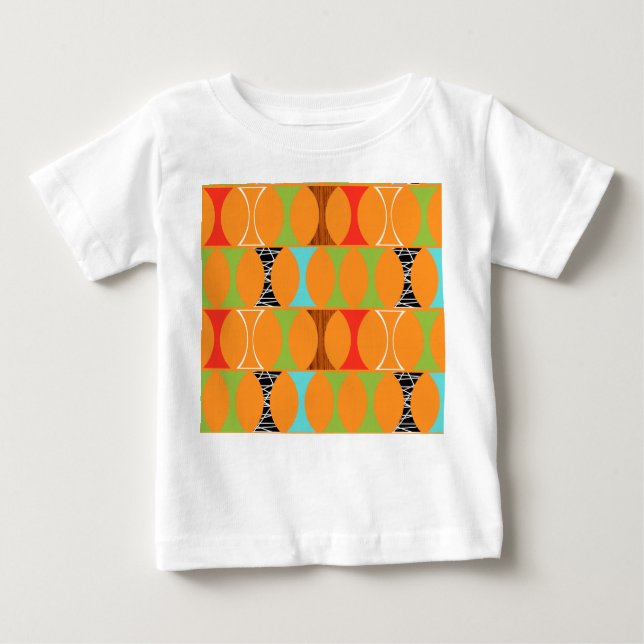 Mid Century Modern Orange Pattern Baby T-Shirt (Front)
