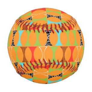 Mid Century Modern Orange Pattern Baseball