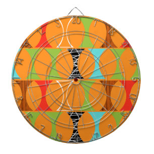 Mid Century Modern Orange Pattern Dart Board